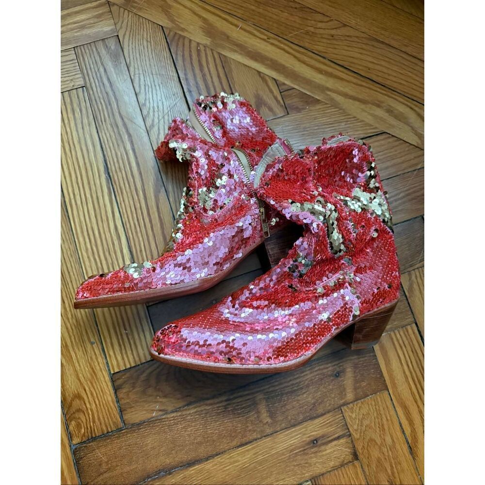 New Free People x Momo Chameleon Sequin Boots Size 37 - Picture 4 of 7